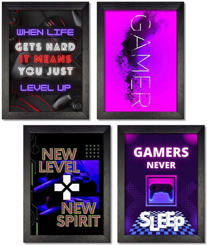 Gaming Wall Posters with Frame – Quotes Posters for Gamer’s Wall Décor - Set 1 Paper Print  (12.5 inch X 9.5 inch, Framed)