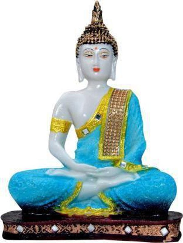 Anushka Communication SHOWPIECE FIGURE FOR HOME LIVING ROOM POOJA GHAR TEMPLE Decorative Showpiece - 20 cm  (Polyresin, White, Blue)