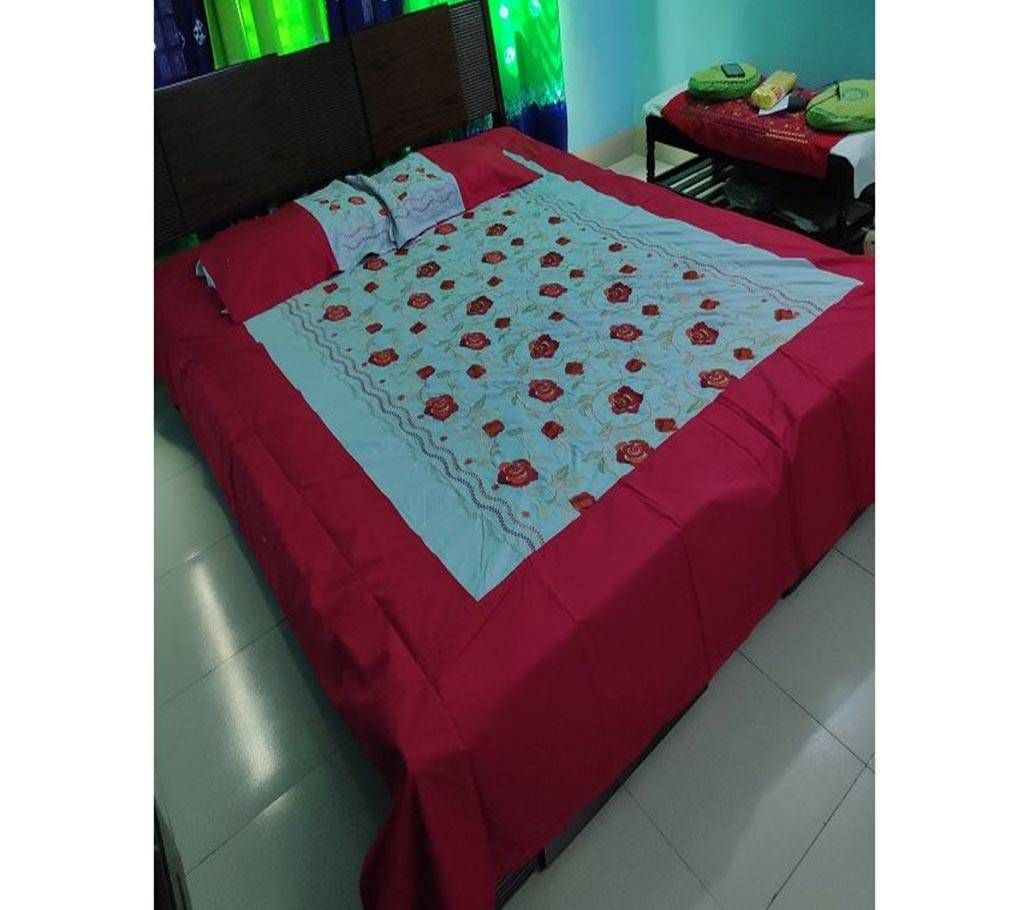 EMBROIDERY BED SHEET WITH 2 PILLOW