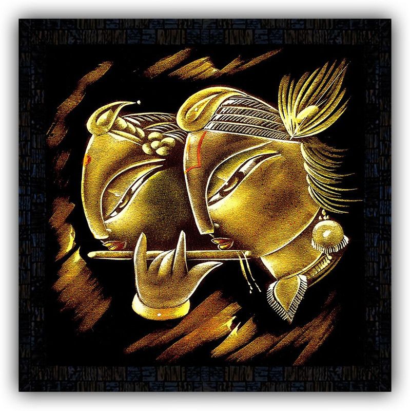 Poster N Frames framed poster of Radha Krishna-19741 Digital Reprint 14 inch x 14 inch Painting  (With Frame)