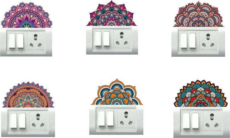 Décor Kraft 25 cm Rangoli Flower Self Adhesive Sticker  (Pack of 5)
