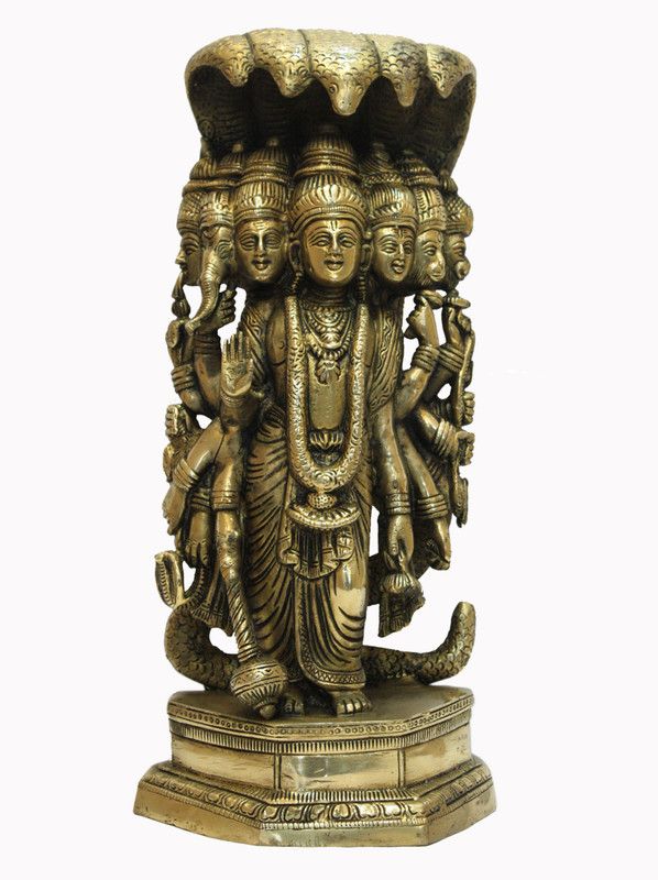 divineind Cosmic Form of Lord Vishnu Decorative Showpiece - 33 cm  (Brass, Gold)