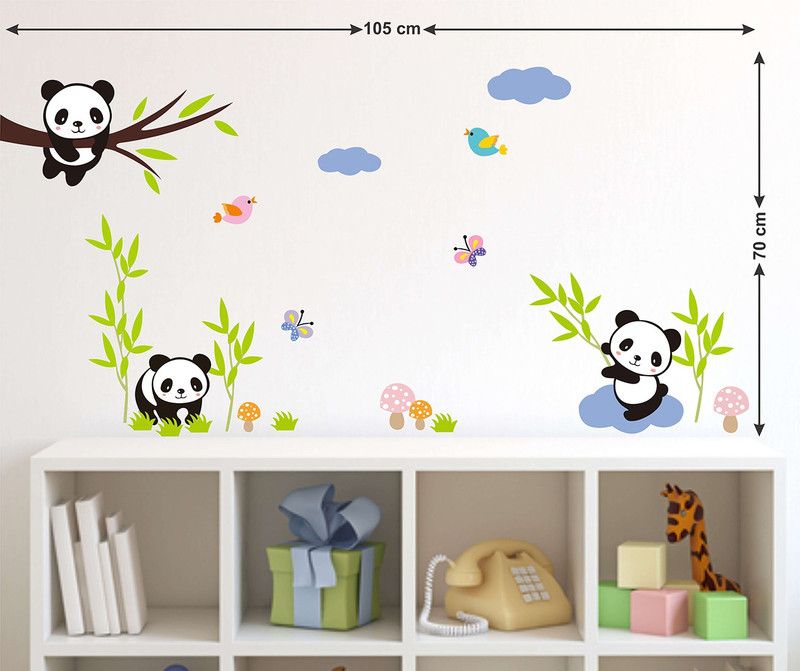 Zampyy 70 cm Panda Garden | Wall Stickers |PVC Vinyl| Non-Reusable Sticker | Self Adhesive Sticker  (Pack of 1)