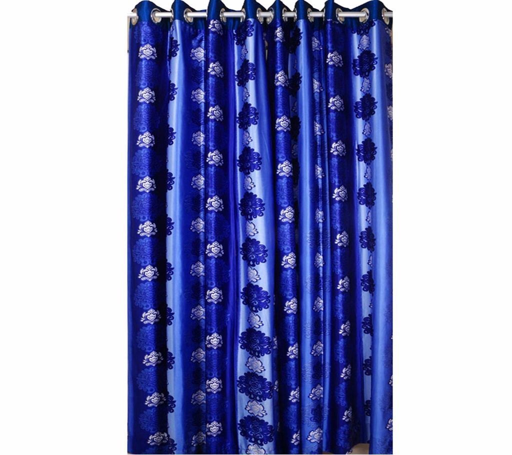 Satin Curtain- dark blue with flower