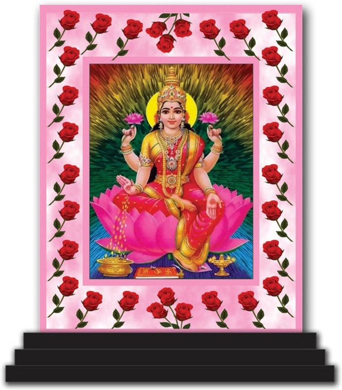 Vprint Laxmi Maa Car Dashboard idols Figurine Showpiece Decorative Showpiece - 12 cm  (Wood, Multicolor)