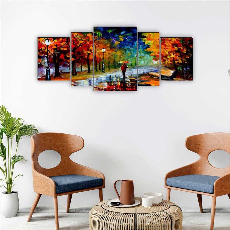 saf Set of 5 Modern Art UV Textured large Panel Digital Reprint 18 inch x 42 inch Painting  (Without Frame, Pack of 5)