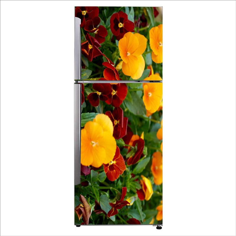 Advait Designs 60 cm Advait Designs Decorative Beautiful red and yellow primerose flower fridge sticker Self Adhesive Sticker  (Pack of 1)