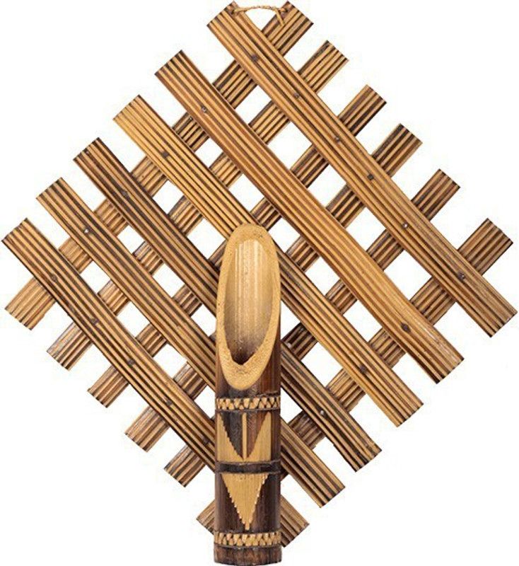 Handikart Cane Wall Hanging Planter Bamboo Vase  (13 inch, Beige)