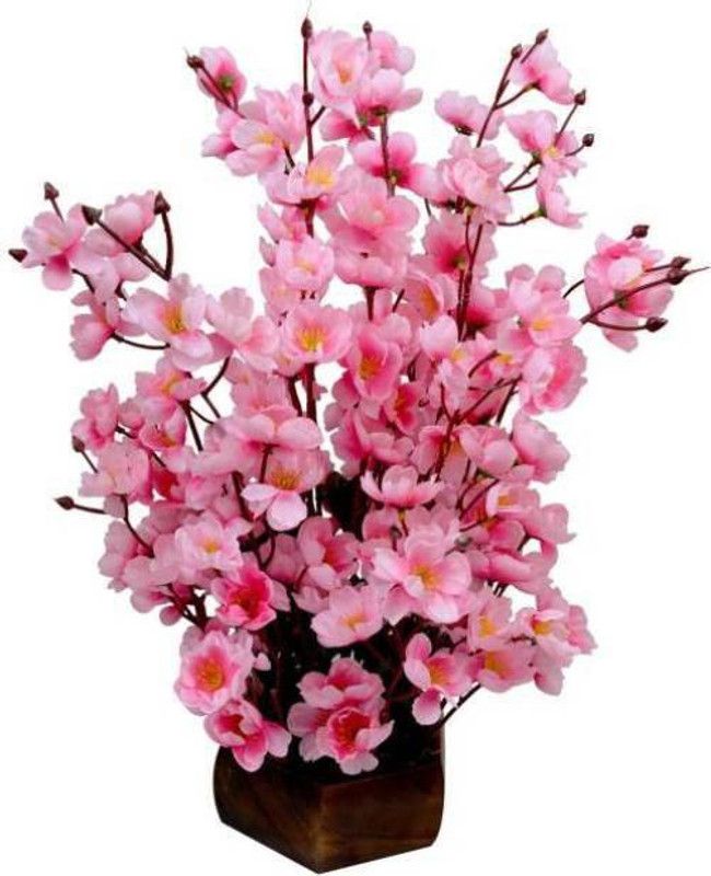 ART FLOW Pink Peony Artificial Flower  (10 inch, Pack of 8, Flower with Basket)