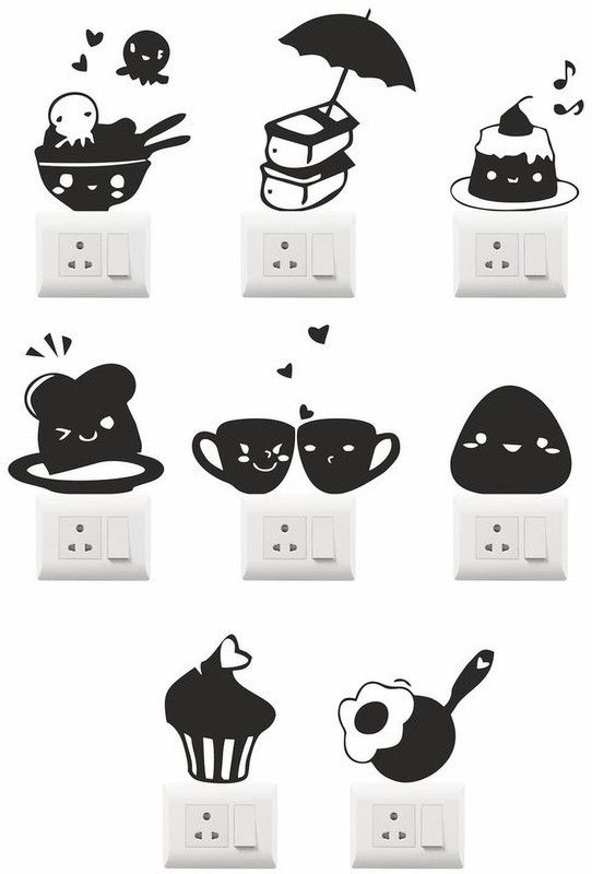 ADVAIT DESIGNS 10 cm Multi Color Decorative Switch Board Switch Panel Stickers for Decoration Self Adhesive Sticker  (Pack of 8)