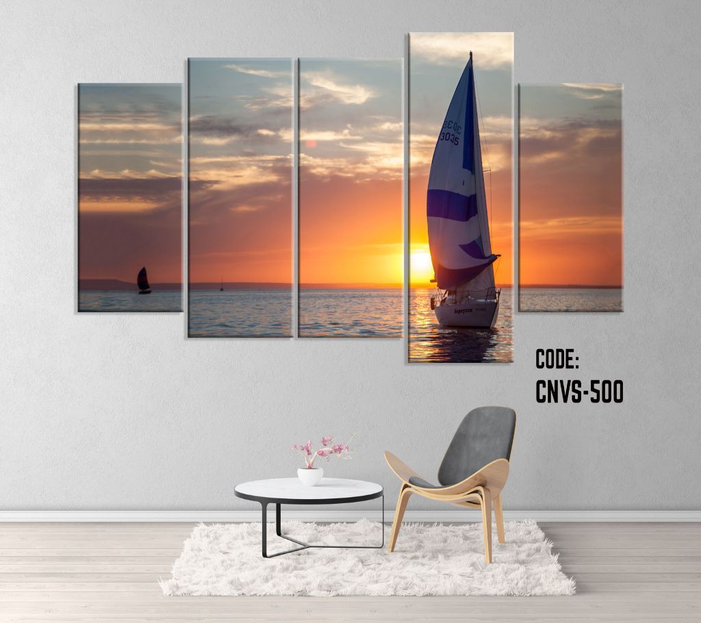 CNVS-500 Sunset Sea Boat Wall Canvas Art Prints 78 inch x 48 inch
