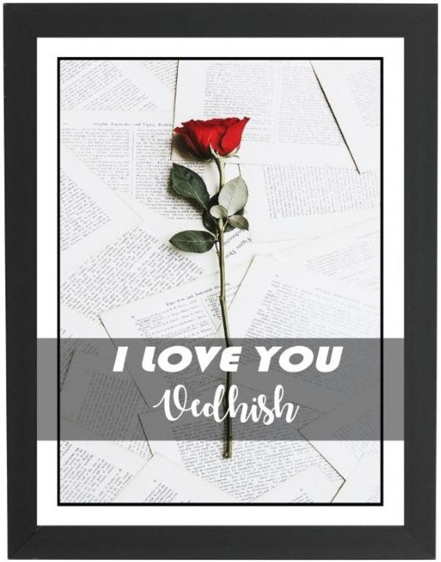 Beautum I Love You Vedhish Name Love You Printed Unique Digital Reprint 9inch x 13inch Painting Model No:CMGHP022710 Digital Reprint 13 inch x 9 inch Painting  (With Frame)