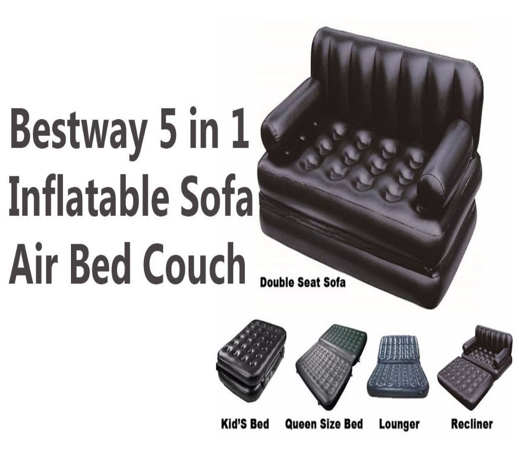 5 In 1 Inflatable Bestway Velvet Sofa Air Bed Couch Sofa Cum Bed 