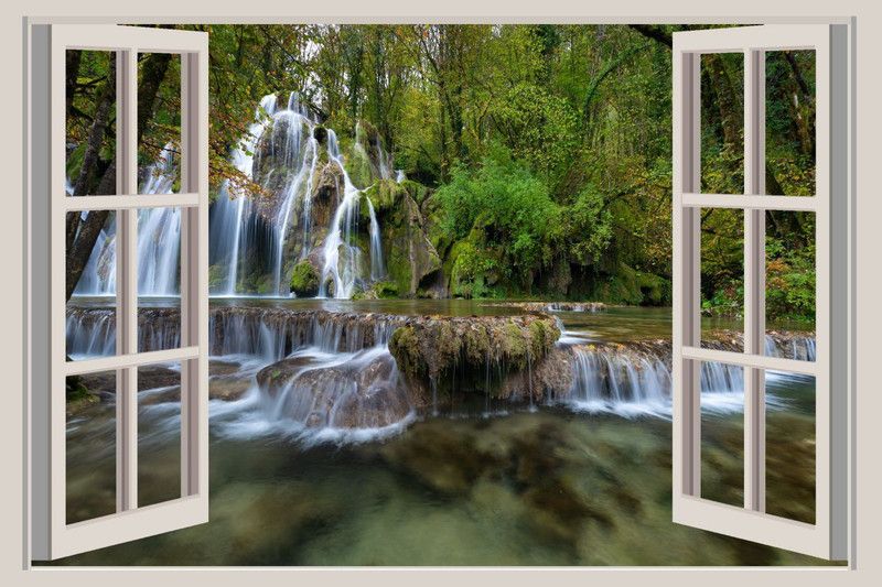 UK INTERIOR DESIGN 60.96 cm Large 3D Wall Window Decal Stickers, PVC Self Adhesive Vinyl for Living Room, Hall, Play Room, Bedroom, Kitchen, Office(24 x 36 Inch)_0131 Self Adhesive Sticker  (Pack of 1)