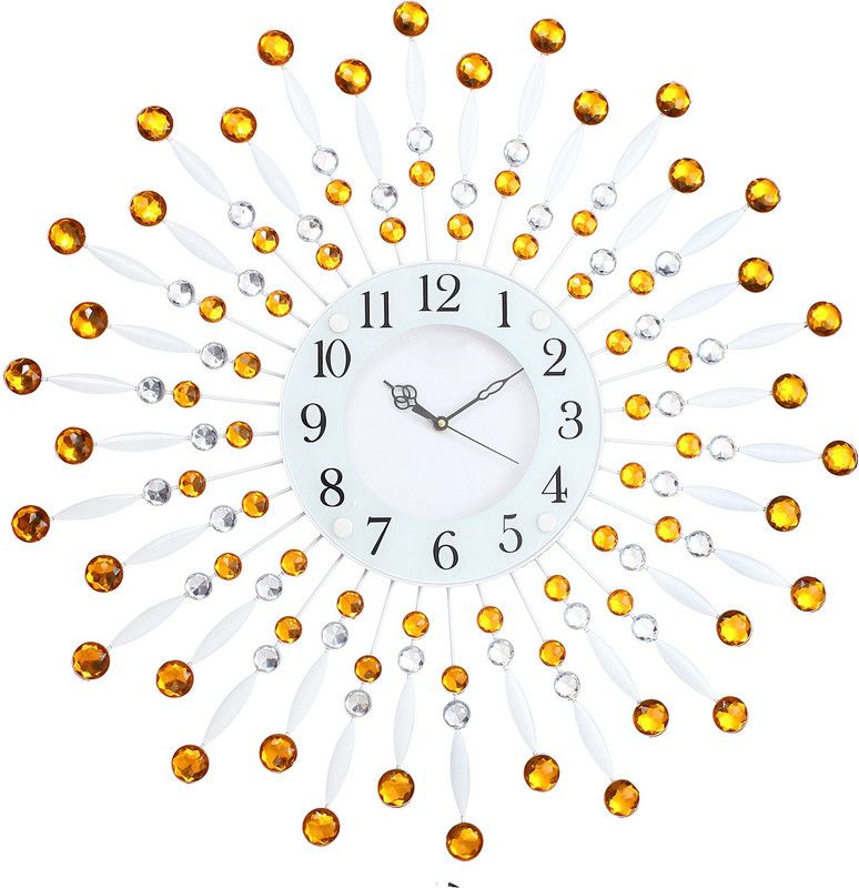 trency Analog 60 cm X 8 cm Wall Clock  (Yellow, With Glass, Standard)