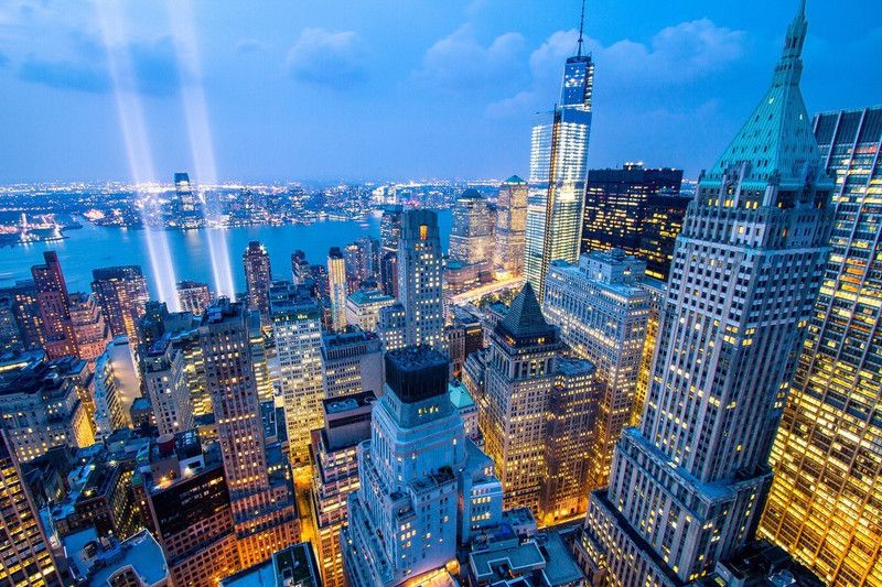 World USA New York A view of the night skyscrapers of New York USA on LARGE PRINT 36X24 INCHES Photographic Paper  (24 inch X 36 inch, Rolled)