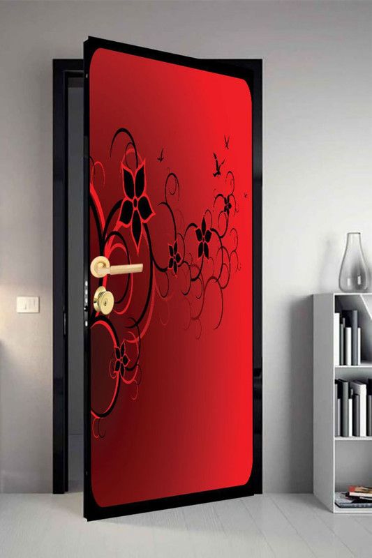 QTH 29.8 cm QTH Floral Dor-4419 Design Door Sticker Self Adhesive Sticker  (Pack of 1)