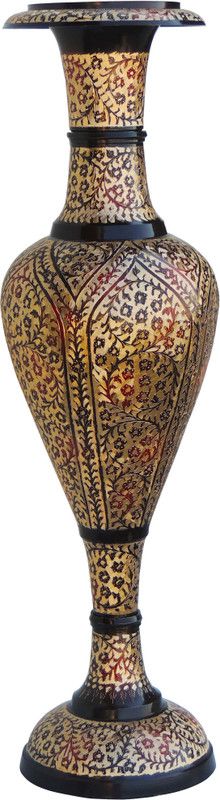 Brass Gift Center Brass Flower pot with handwork Brass Vase  (30 inch, Multicolor)