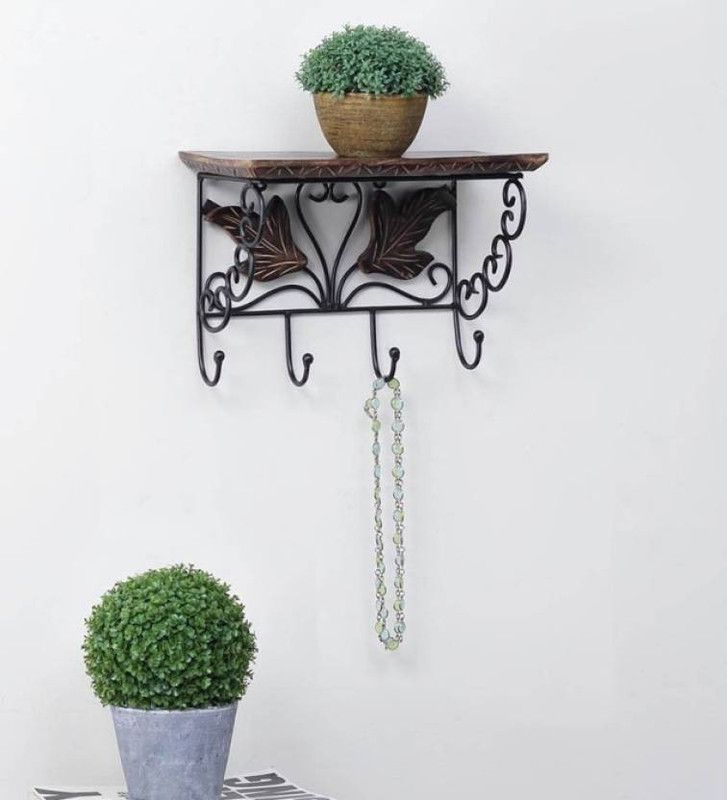 ANB Enterprises Wall shelf Wooden & iron shelves MDF Wall hanging ,floating ,mounted , decorative Home , For ;- living room and bedroom & office Wooden Wall Shelf  (Number of Shelves - 1, Black, Brown)