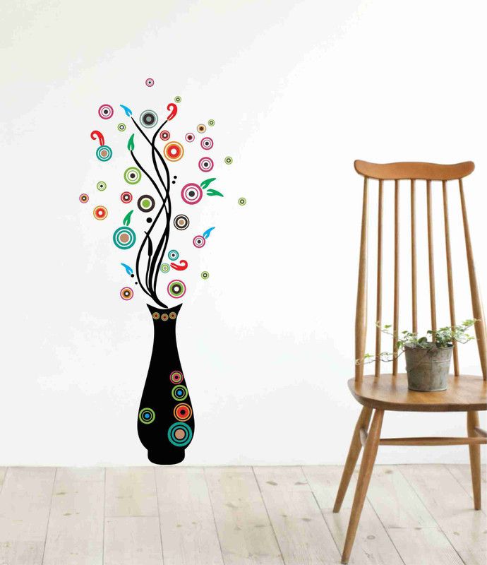 SUDARSHAN STICKER 30 cm flower pot wall stickers Self Adhesive Sticker  (Pack of 1)
