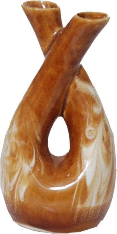 mushti MultiColor Ceramic Two Sides Open Flower Vase, Pot for Office Home Hotel Shop and Gift for Friends and Family Ceramic Vase  (9 inch, Multicolor)