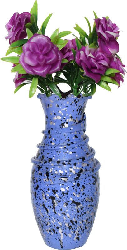 CRAFTVERRE Colored (20 cm)(Flowers Not Included) Glass Vase  (8 inch, Blue)