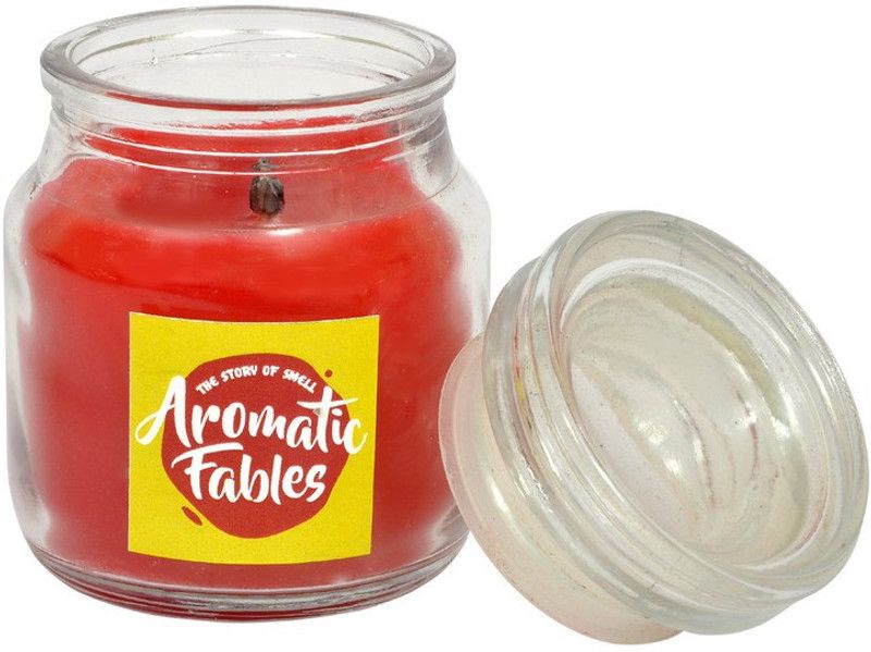 First Row Aromatic Fables 7oz Rose Fragrance Soy Wax Scented Decorative Gifting Red Color Small Jar Glass Candle Candle  (Red, Pack of 1)