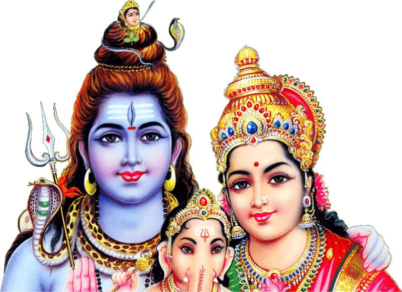 Saiii Designs 75 cm Mahadev Ganesha Mata Parwati Self Adhesive Sticker  (Pack of 1)