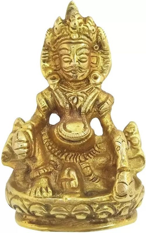 SHATAVISA Lord Kuber Murti Idol | Annapurna Idol for installing/Sthapna at home temple Decorative Showpiece - 11 cm  (Brass, Gold Plated, Gold)