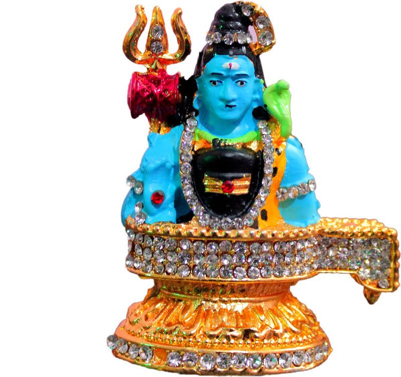 Bansiwal Gold Plated Lord Shiva Statue Car Dashboard - Shiva Idol Showpiece - Lord Blessing Shiv Shankar Bholenath Deity Figurine Home Office Temple Art Decor Decorative Showpiece - 9 cm  (Metal, Multicolor)