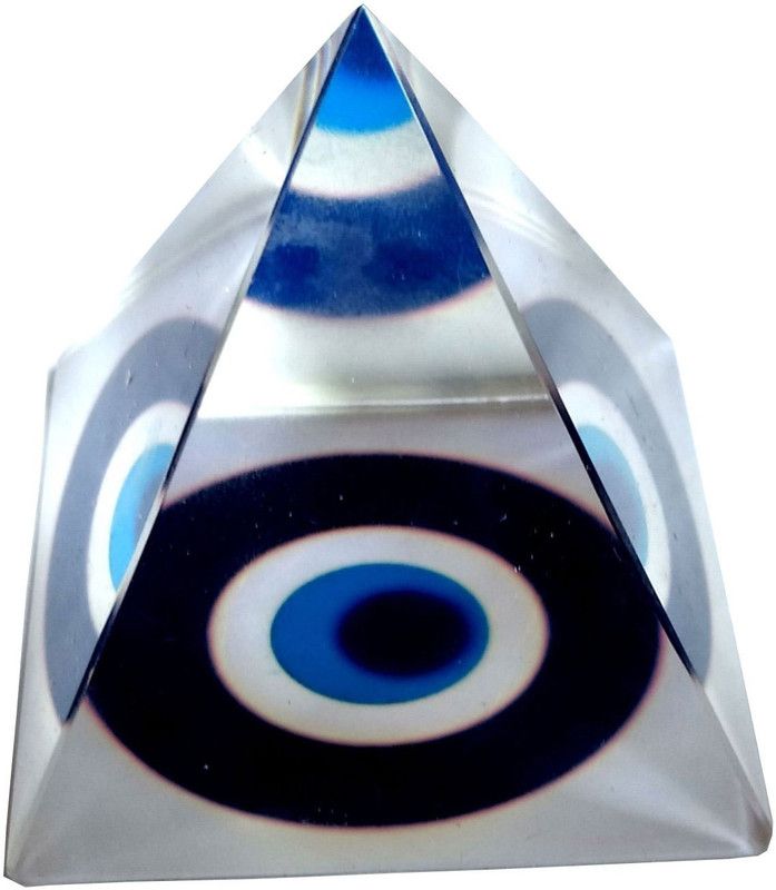 Varanasi Enterprises Evil Eyes Pyramid Vastu Yantra For Energy Decorative Showpiece - 5 cm  (Glass, Multicolor)
