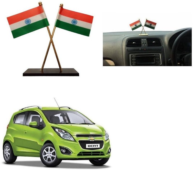 SPREADX Car Dashboard Idols India Flag double Indian flag Universal for Chevrolet Beat Double Sided Wind Car Dashboard Flag Flag  (Paper, Metal)