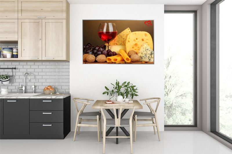 newlovelifecreations 50 cm All chees and red wine kitchen wall sticker (size-75x50 CM) Self Adhesive Sticker  (Pack of 1)