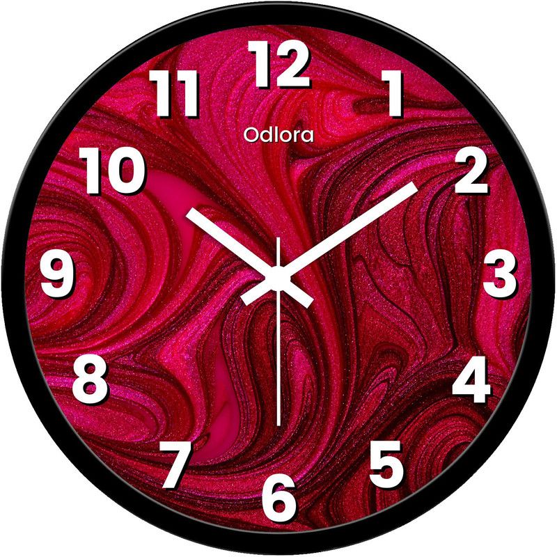 ODLORA Analog 30 cm X 30 cm Wall Clock  (Red, With Glass, Standard)