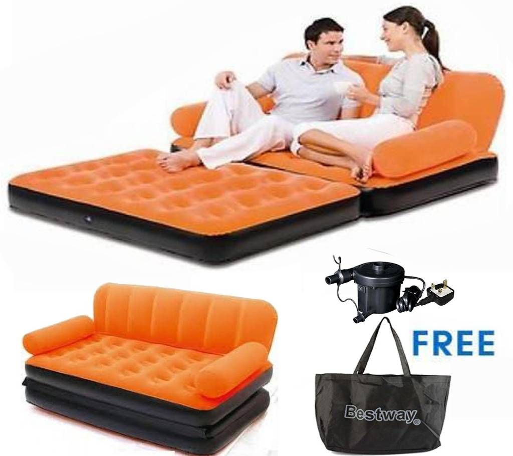 Bestway 5 in 1 Inflatable Sofa Air Bed Couch All in 1 - Orange