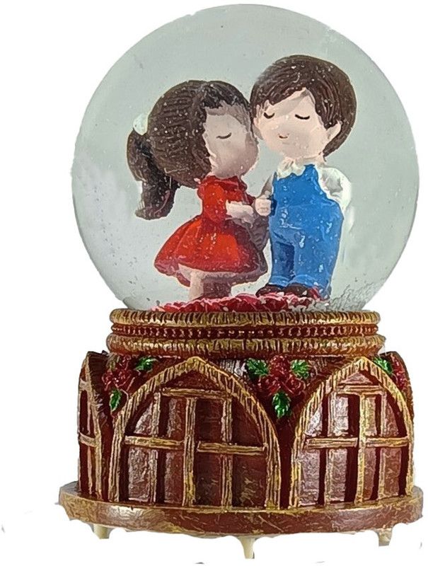 G-Srijan lovely couple Snow Globe Couple Music With Light Instrument Decorative Showpiece - 12 cm  (Glass, Polyresin, Brown)