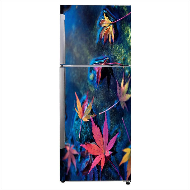 Advait Designs 60 cm Advait Designs Decorative colorfull maple falling leafs Extra Large Fridge Sticker Self Adhesive Sticker  (Pack of 1)