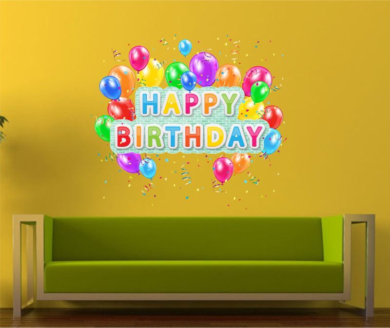 MADHUBAN DECOR 67 cm HAPPY BDY CARTOON Self Adhesive Sticker  (Pack of 1)