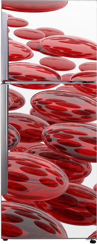 Advait Designs 60 cm Advait Designs fridge sticker for beautiful 3d red glass bubbles with white background extra lardge fridge sticker for fridge decor (pvc vinyl multicolor) Self Adhesive Sticker  (Pack of 1)
