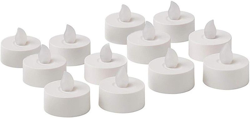 Click2buy 12 Flameless Tea Light Candles/ Led Candles / Party candles (White (Natural Flame) Candle  (White, Pack of 12)