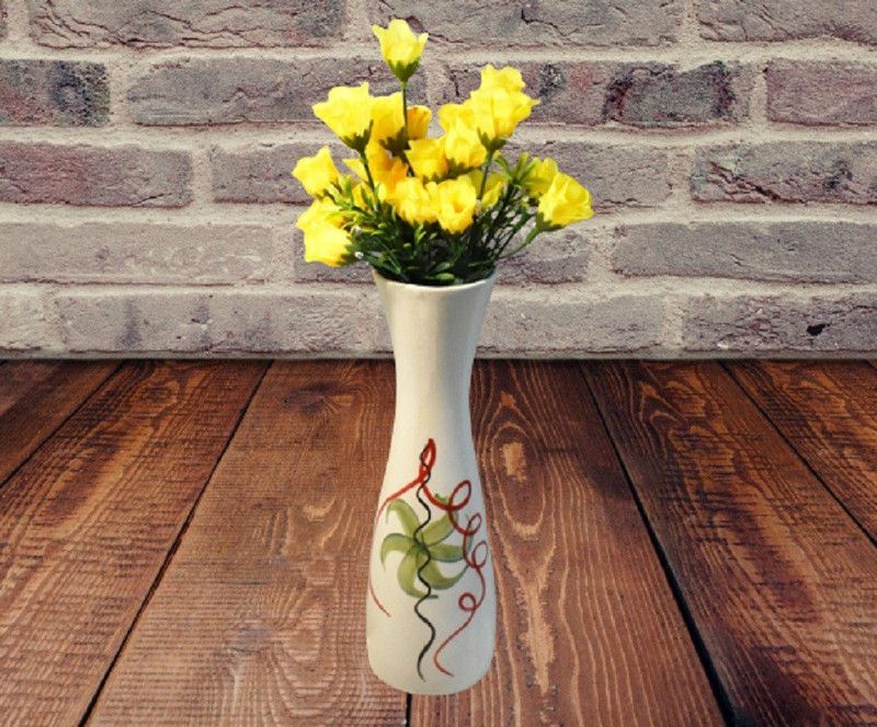 MARBOGLASS INDIA Ceramic White Flower Vase Ceramic Vase  (11 inch, White)