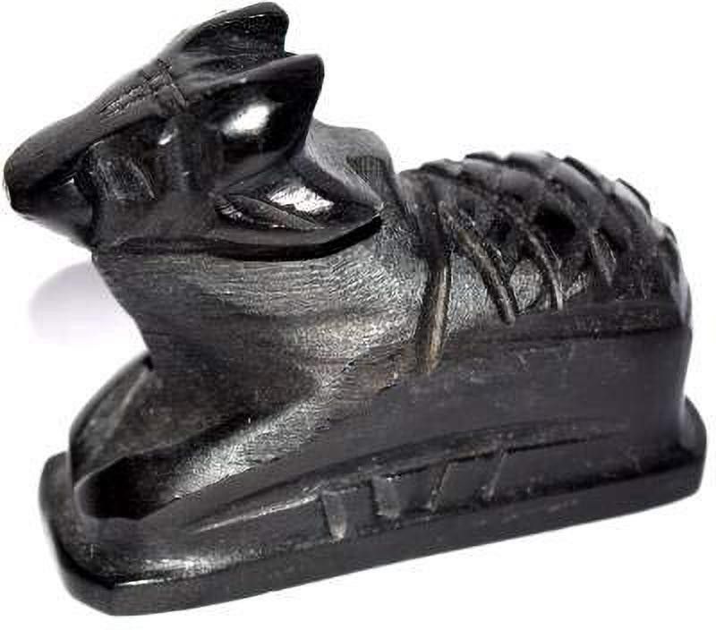 Jsingh Siyaram Black Marble Stone Nandi Pindi Idol Showpiece for Pooja Decorative Showpiece - 4 cm  (Marble, Black)