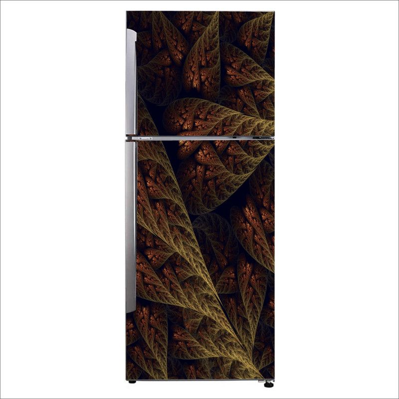 Psychedelic Collection 60 cm Decorative Beautiful abstract leaves fractals brown fridge sticker Self Adhesive Sticker  (Pack of 1)