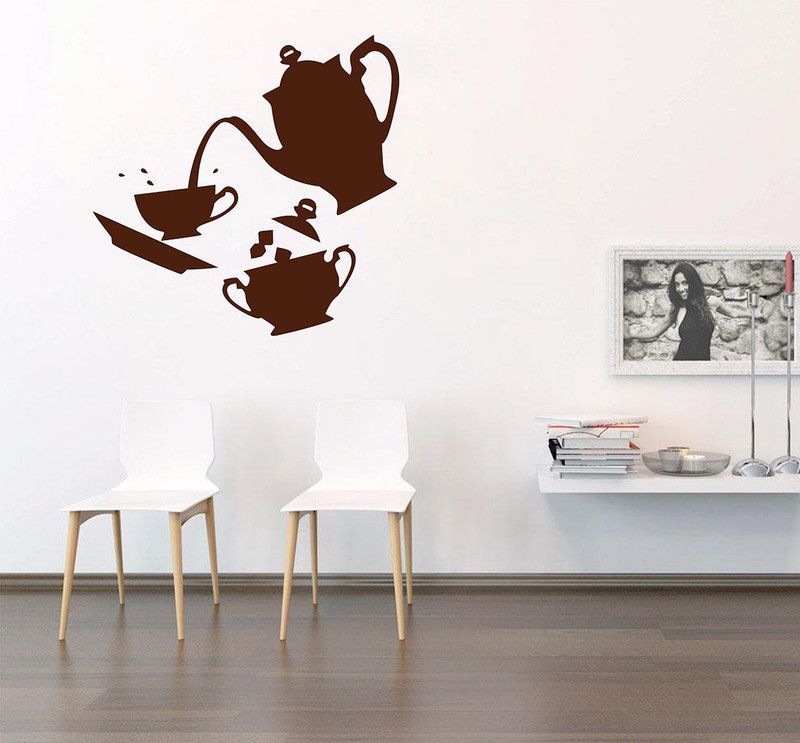 Wollfill 45 cm "Tea Time" Beautiful Wallsticker Self Adhesive Sticker  (Pack of 1)