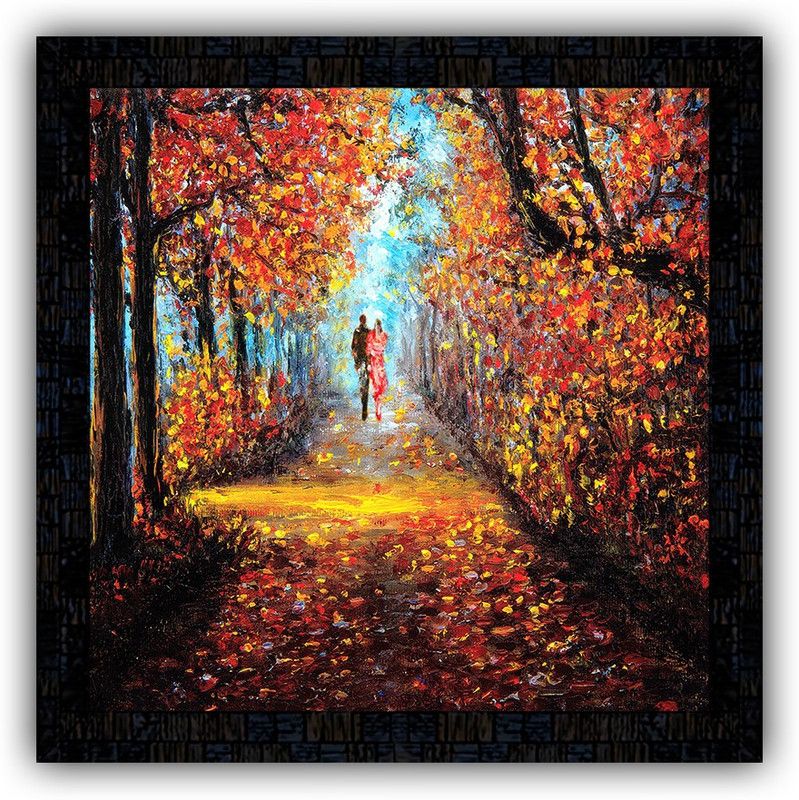 Poster N Frames framed poster of Hand Painted landscape scenery-18012 Digital Reprint 14 inch x 14 inch Painting  (With Frame)