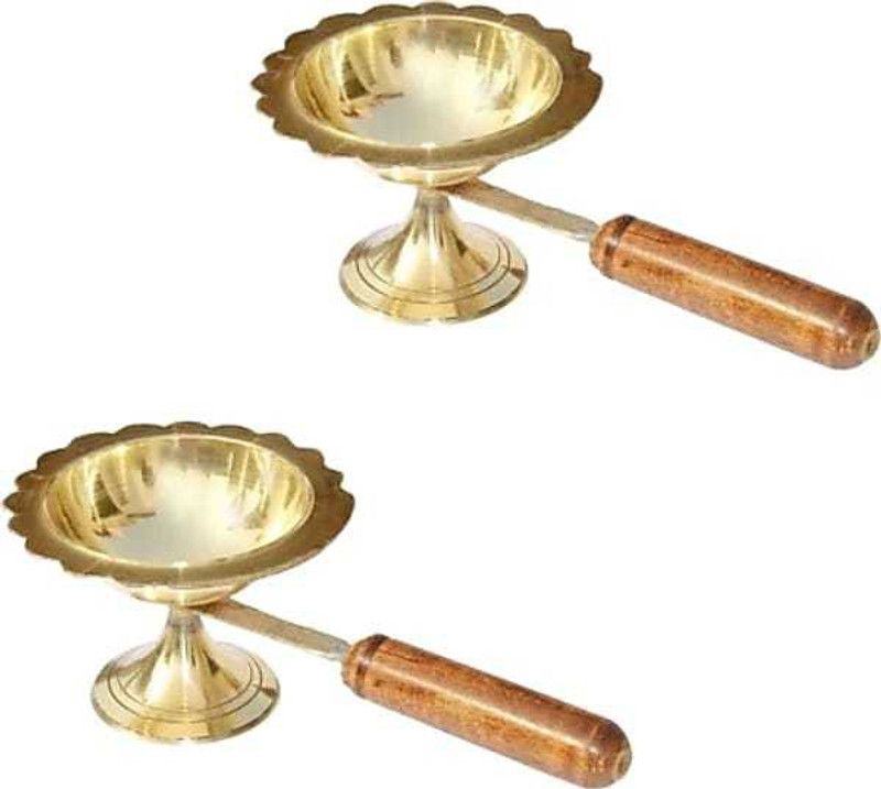 Storegifts Brass (Pack of 2) Table Diya Set  (Height: 2.2 inch)