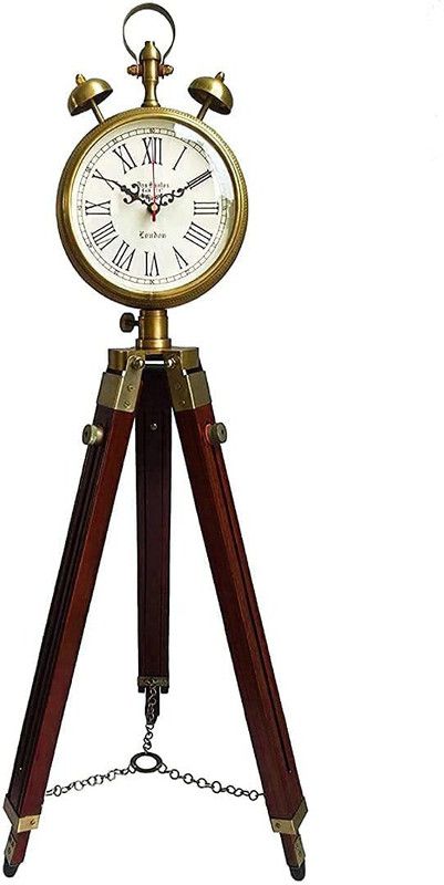 Analog Brown, Antique Brass Clock
