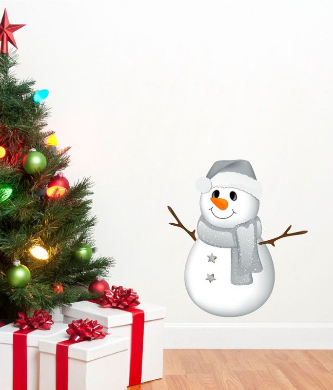 Psychedelic Collection 62 cm Cute snowman multicolor pvc vinyl wall sticker Self Adhesive Sticker  (Pack of 1)