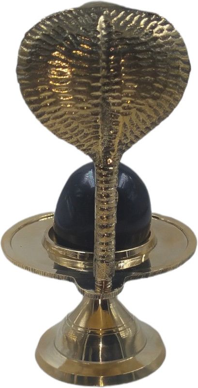 MAA MANSA DEVI Namdeshwar Shivling Shiva Ling Lingam Statue for Hindu Puja (Black & Gold) Decorative Showpiece - 14 cm  (Metal, Stone, Gold, Black)
