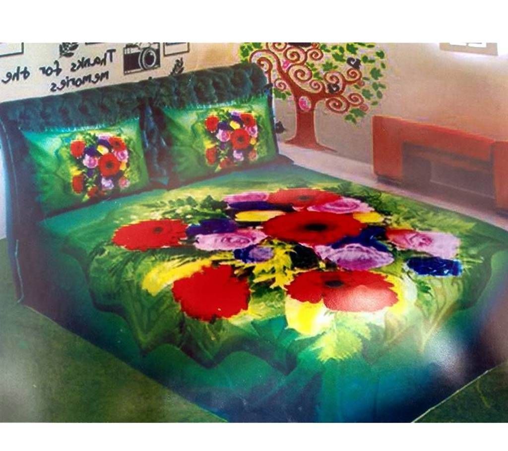 3D Printed Cotton King Size Bed Sheet - Set of 3 Pieces